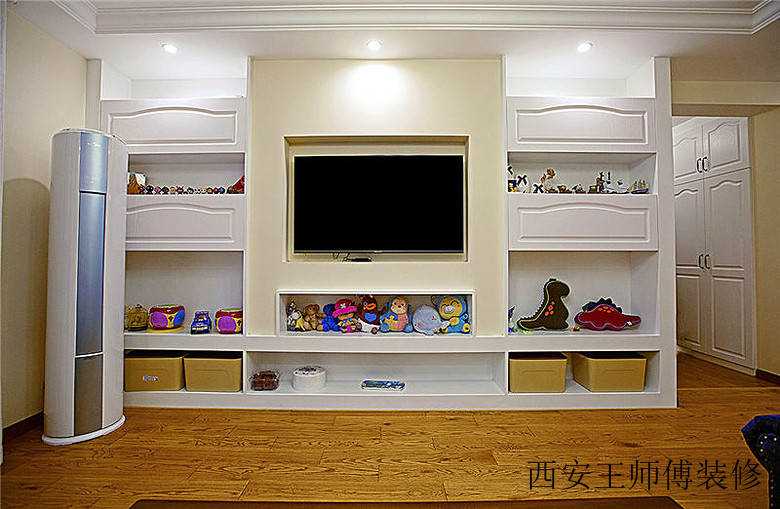 多功能美式背景墙收纳效果图