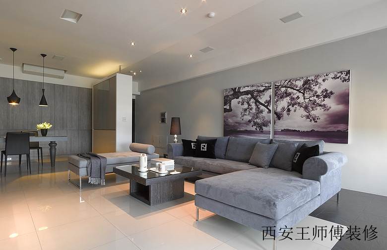 素雅别致现代风格客厅挂画装饰效果图