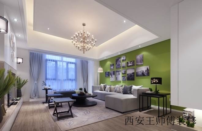 现代简约客厅相片墙装潢图