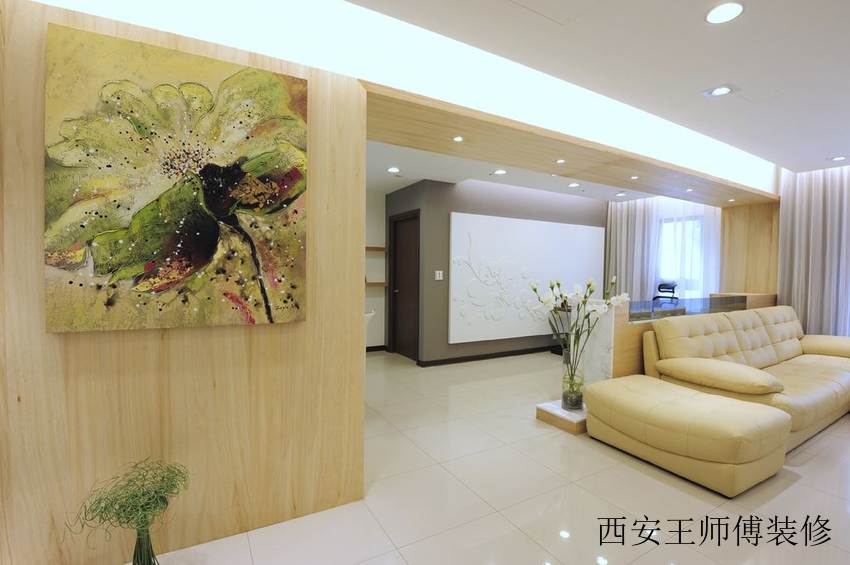 优雅清新简约风格一居室家装半隔断设计装修案例图