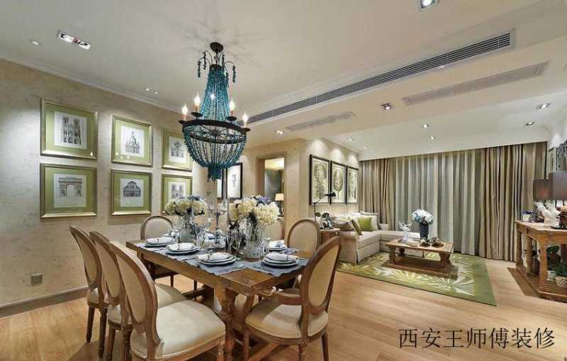 复古清新简欧餐厅软装饰设计装修效果图
