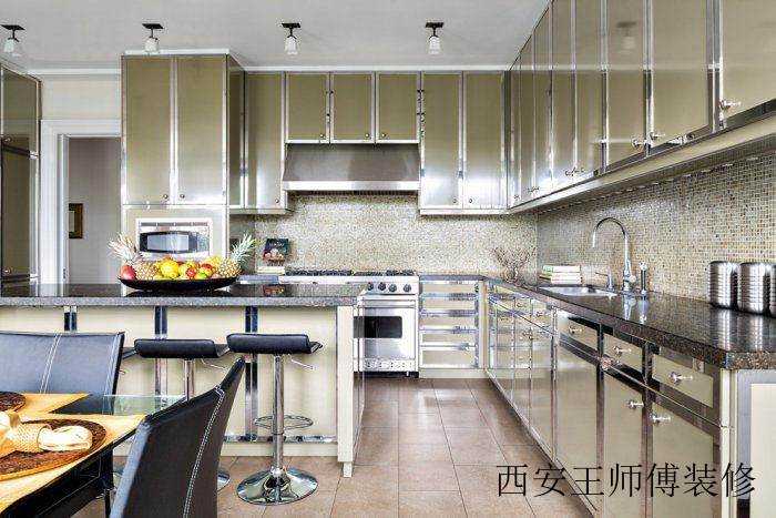 现代开放式厨房铝合金整体橱柜装饰效果图