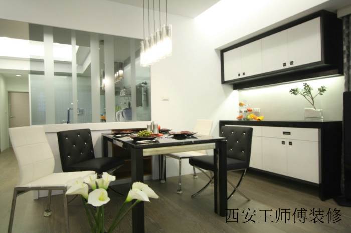 时尚黑白简约现代餐厅效果图