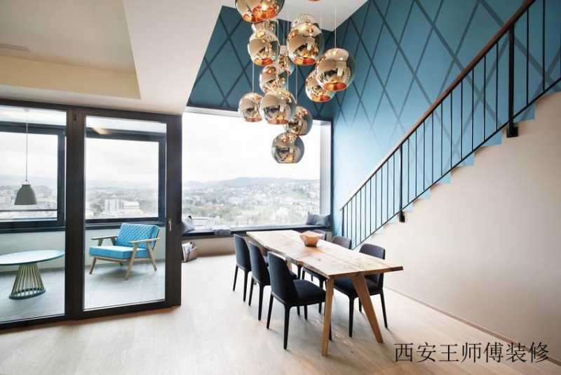 时尚简易现代风格复式家装玻璃门隔断效果图