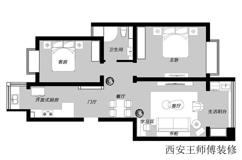 北欧两居装修平面效果图