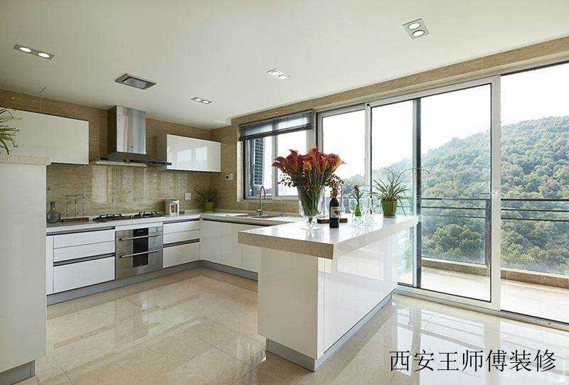 明亮舒适现代风厨房白色橱柜效果图