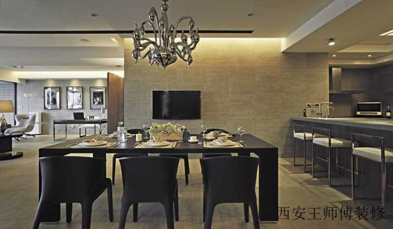 现代家居餐厅黑色桌椅装饰图