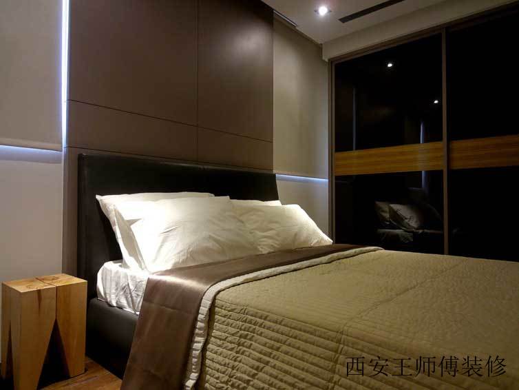 现代混搭卧室床头背景墙设计