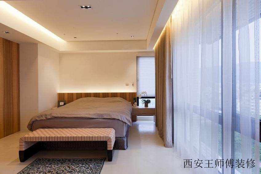 美式原木风卧室窗帘欣赏图