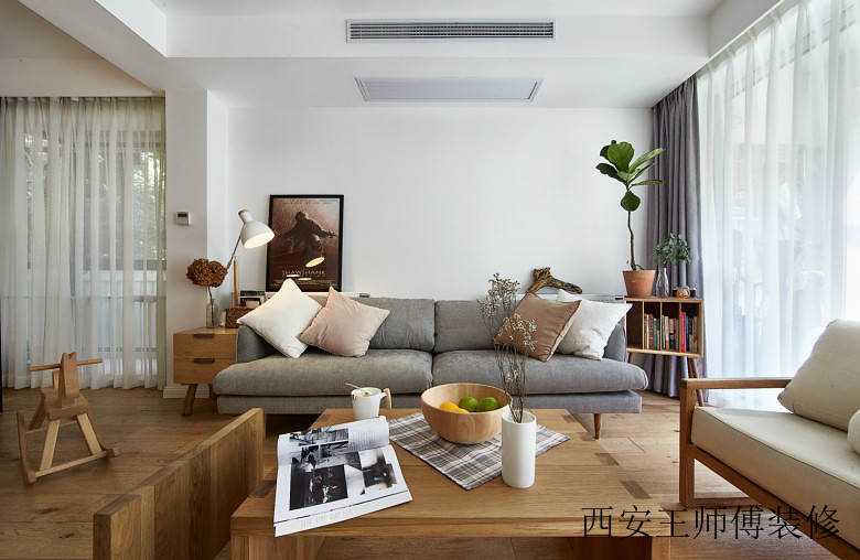 原木韵味实用北欧风格客厅沙发效果图