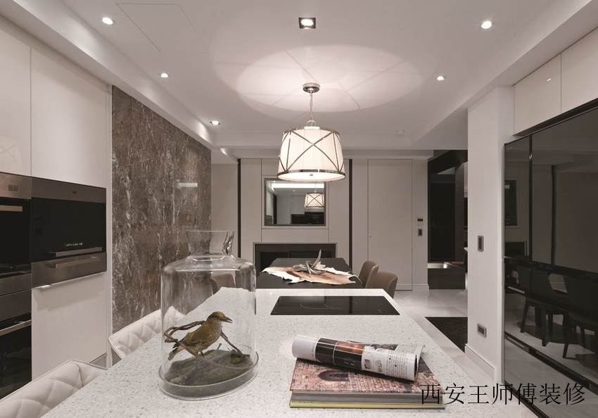 素色现代三居餐厅吊顶效果图