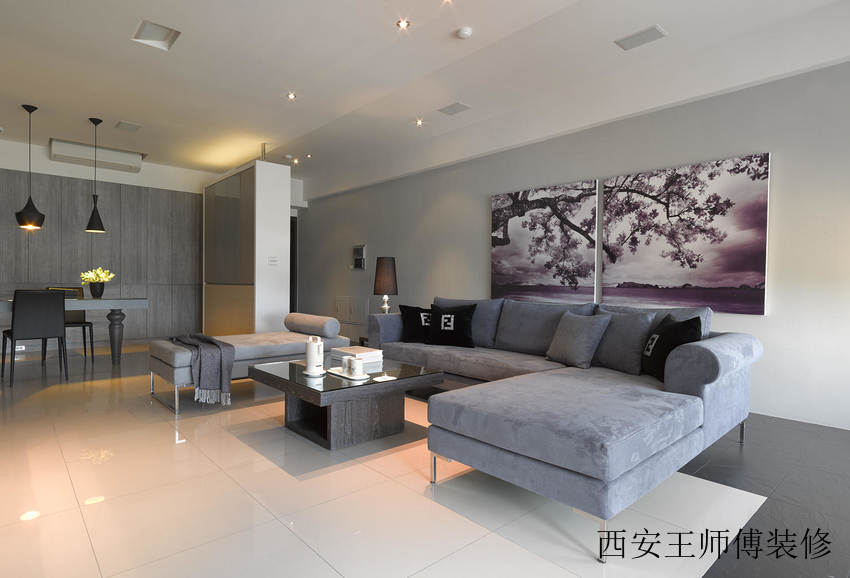 简洁雅致现代风格客厅挂画装饰效果图