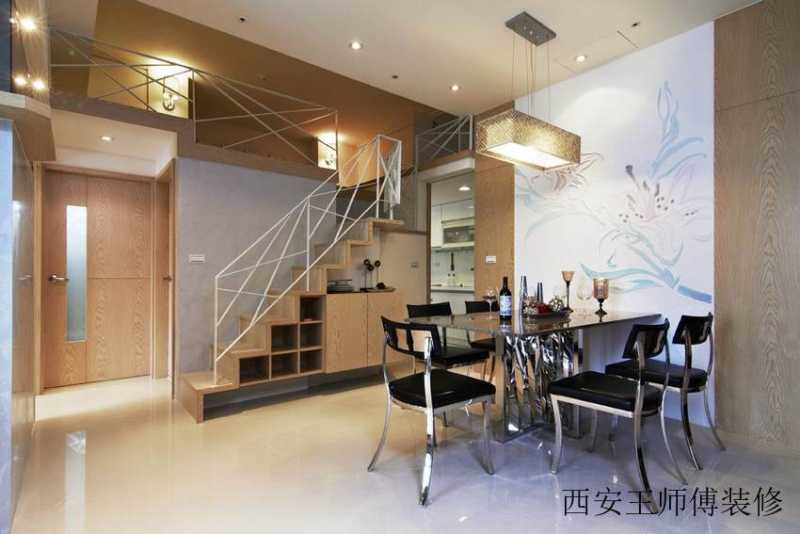 实木现代美式复式楼梯设计