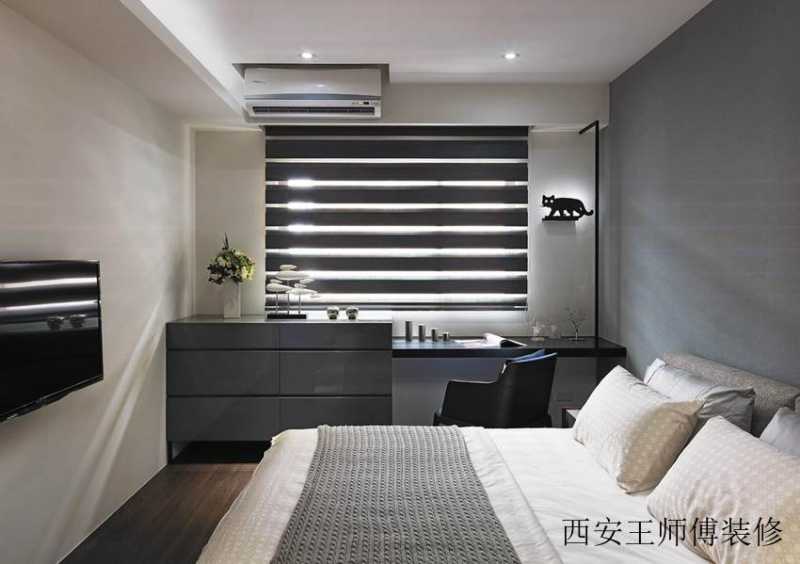 现代简约卧室百叶帘装饰图