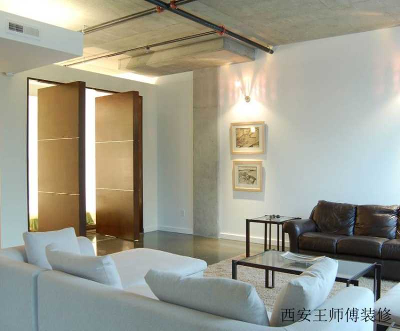 时尚简约客厅隐形门设计装潢案例图