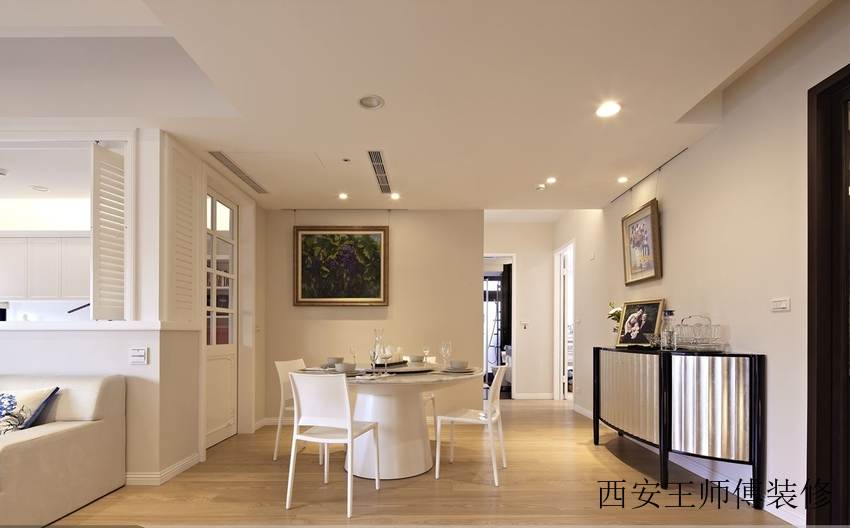 白色简欧风格 开放式餐厅装修欣赏图