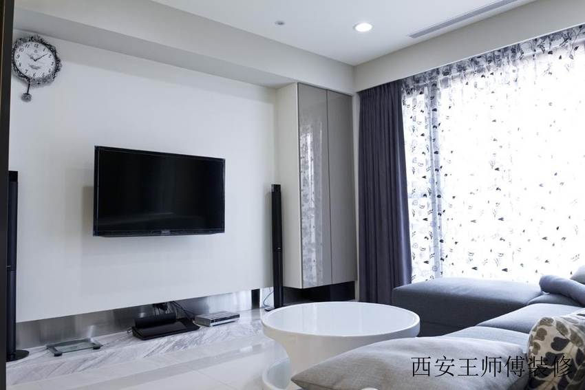 简约客厅白色电视墙效果图