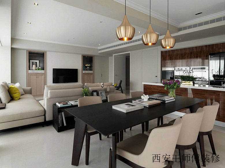现代简约公寓餐厅餐桌椅装饰效果图