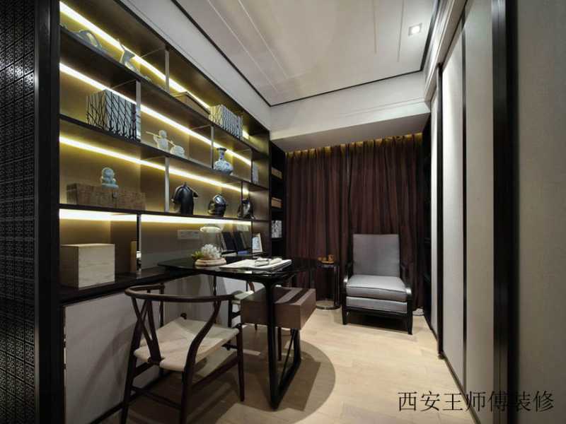 古典新中式风格书房博古架设计装修图