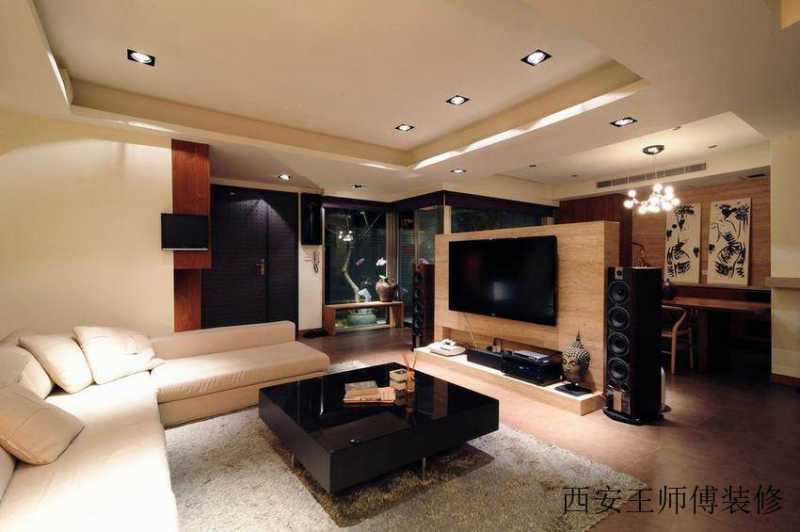 简中式现代设计 家居电视背景墙隔断装饰图