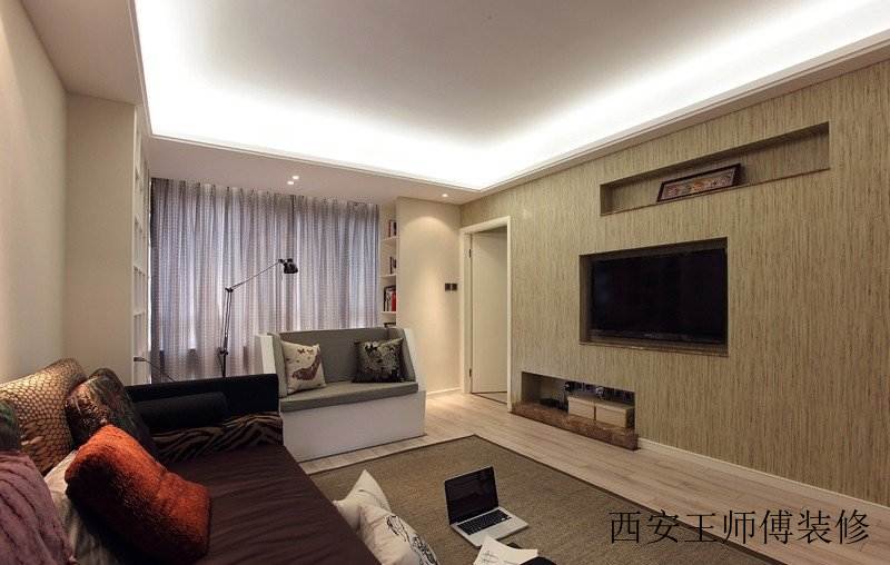 现代简约风格客厅电视背景墙设计装修欣赏图