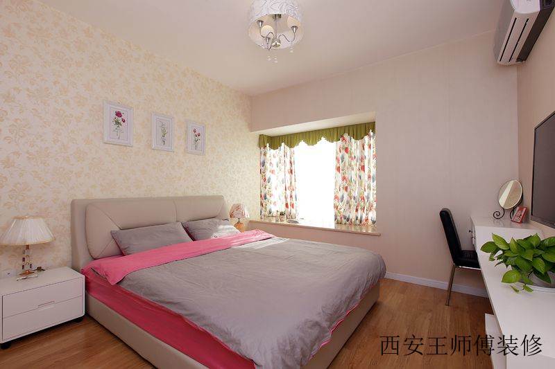 小清新简约田园风卧室背景墙效果图