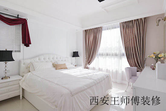 优雅裸色系简欧风卧室 床头软包效果图
