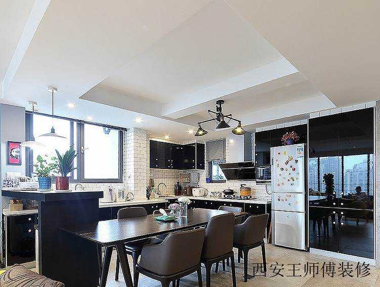 混搭宜家风格开放式餐厅餐桌椅布置效果图