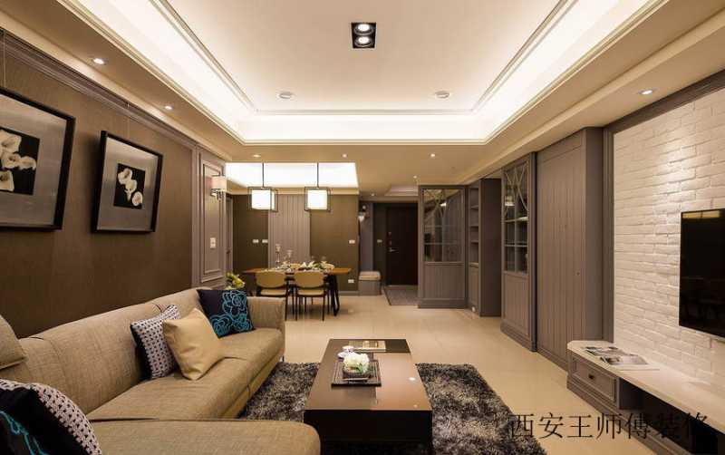 素雅现代客厅方形吊顶效果图
