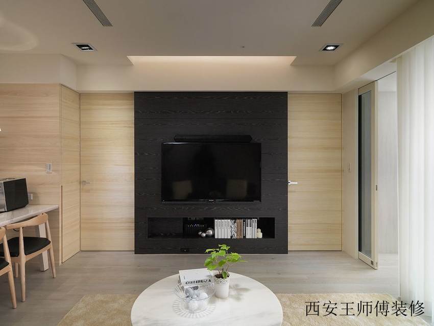 简约现代原木电视背景墙设计