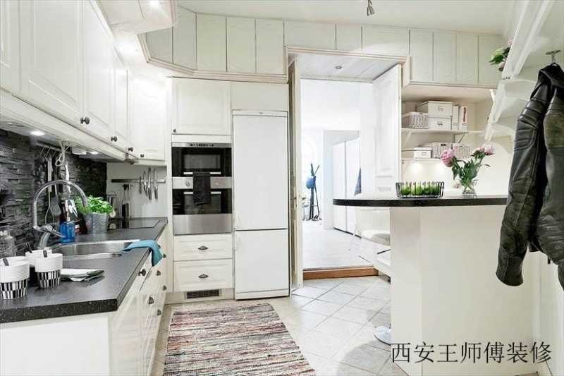 黑白北欧风厨房橱柜效果图