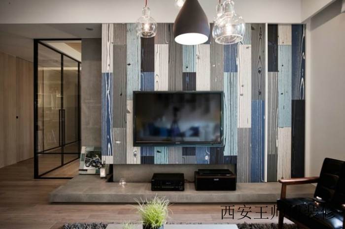 现代混搭装修 电视背景墙效果图