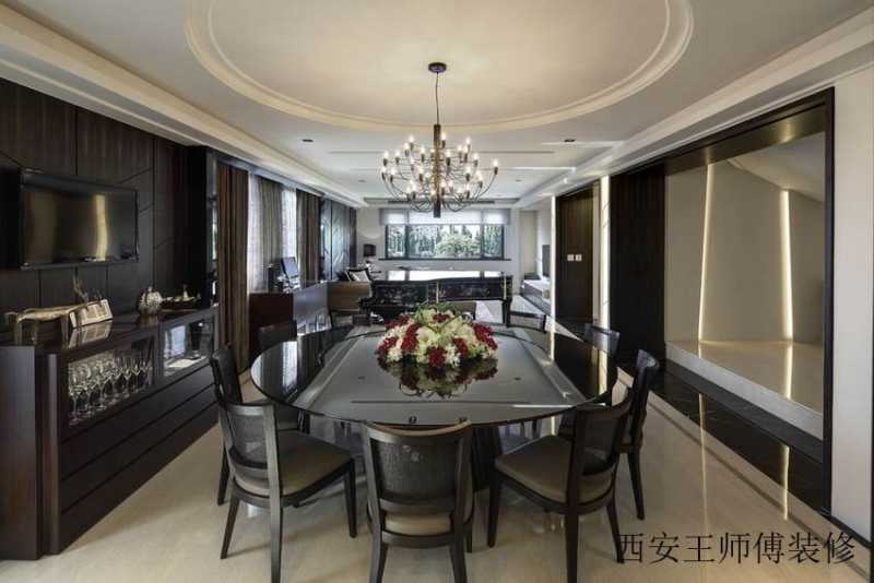 大气现代设计别墅餐厅圆形吊顶效果图