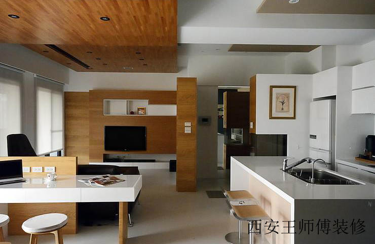原木现代三居室内装修借鉴图