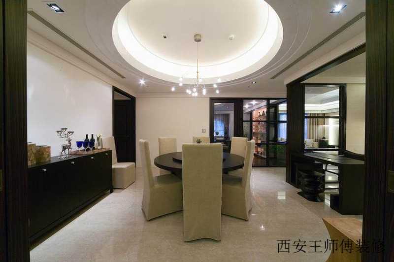 复古现代大气餐厅吊顶效果图