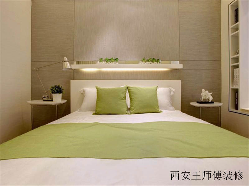 60平清绿简约卧室搭配布置图