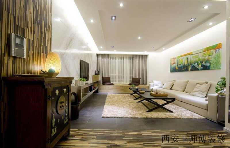 复古时尚混搭三居客厅整体装饰效果图