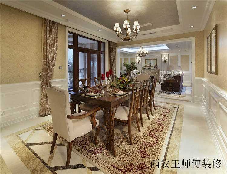 怀旧美式风格餐厅餐桌椅装饰图片