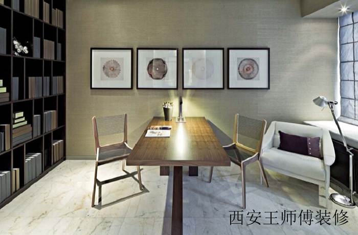 现代简约设计风格书房简易书桌装饰效果图