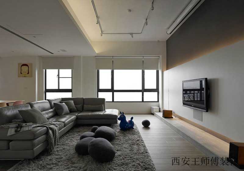 极简现代一居室客厅装潢图