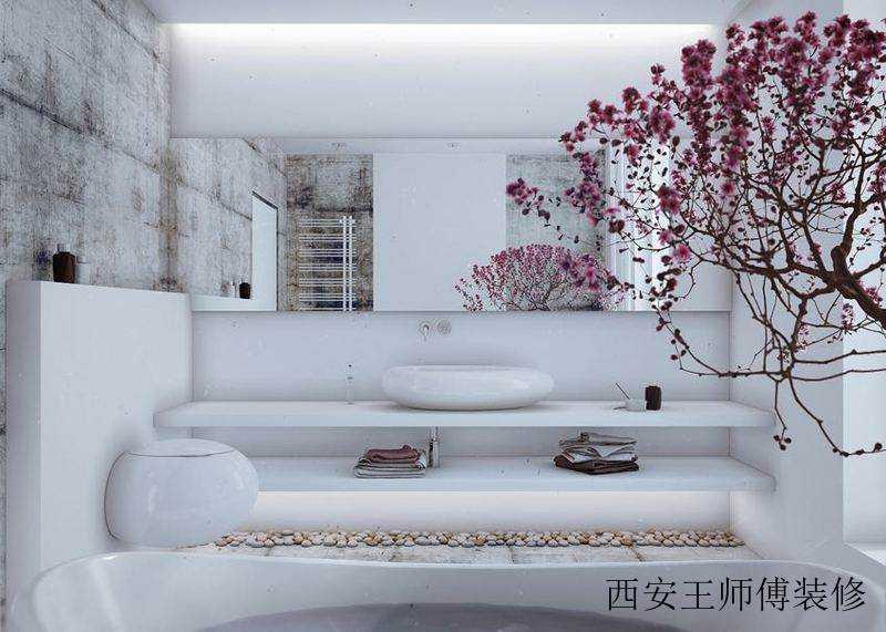 灰白雅致简约风格复式卫生间设计效果图