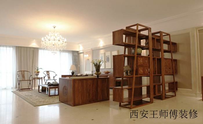 美式风格客厅博古架隔断设计