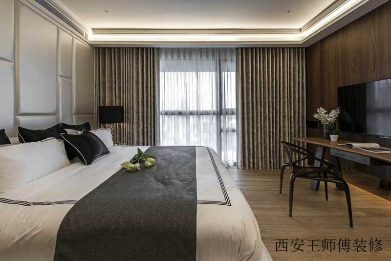 华丽简约现代卧室窗帘效果图