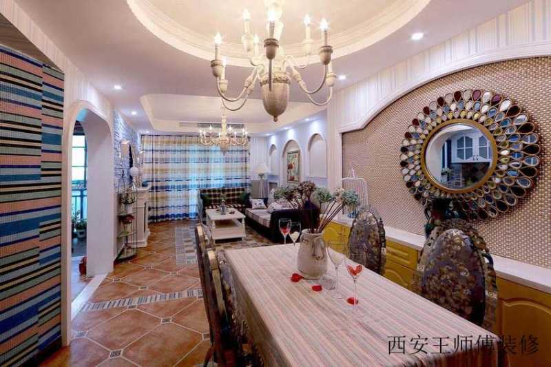 浪漫地中海装饰风格餐厅背景墙效果图