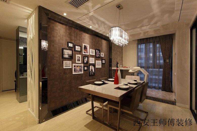 素色典雅美式餐厅隔断地台设计图