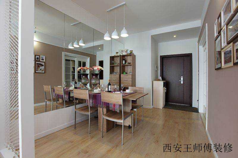 现代中式餐厅镜面背景墙效果图