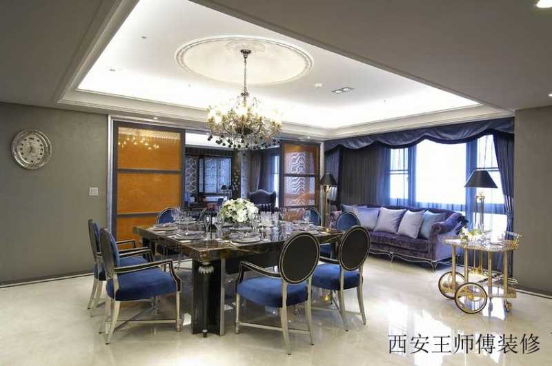 欧式奢华风餐厅吊顶效果图
