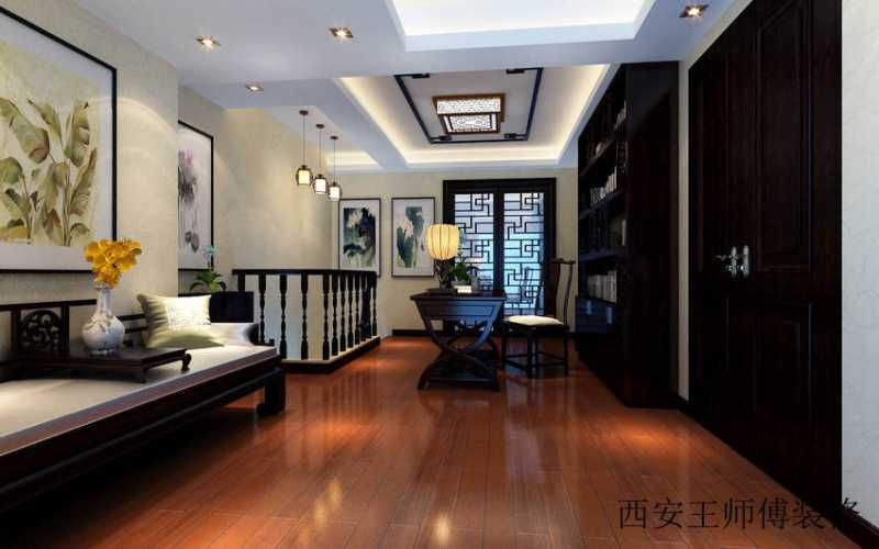 现代中式结合书房效果图