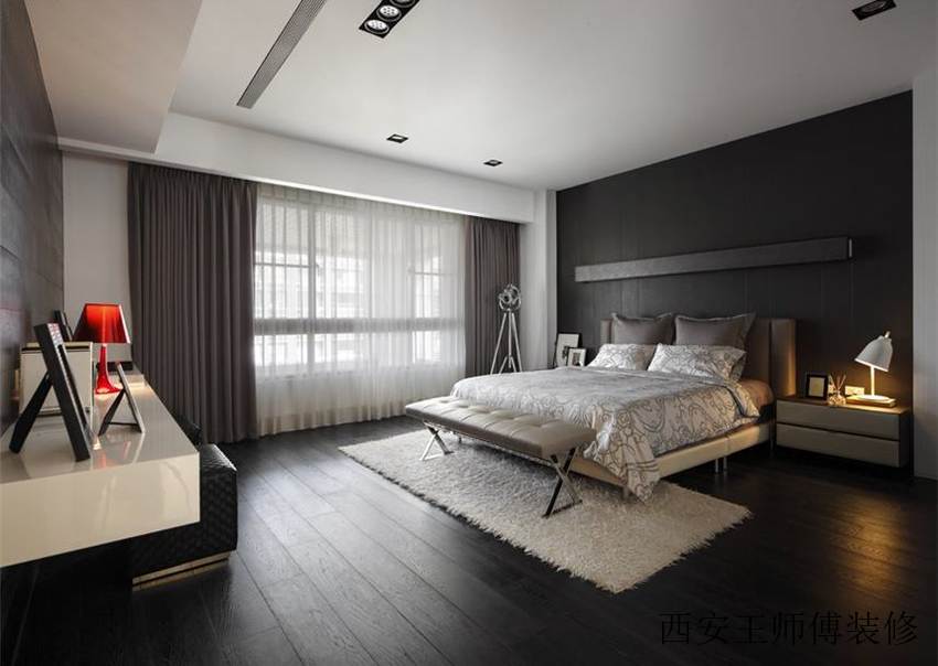 后现代风格 卧室黑色背景墙装饰图