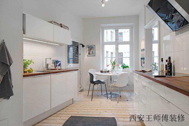 清新简约小户型餐厨房一体设计装修图